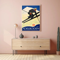 Swiss Alps Ski Adventure: Vintage Travel Poster PosterGoat