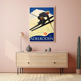 Swiss Alps Ski Adventure: Vintage Travel Poster PosterGoat