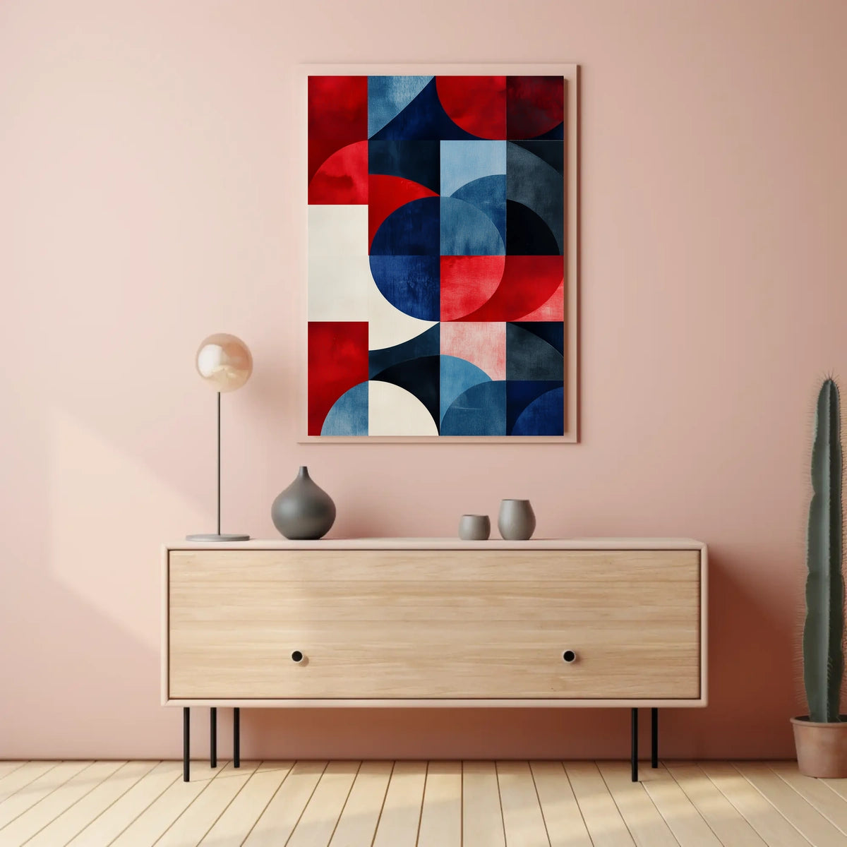 Geometric Shapes In Patriotic Abstract Art Modern Poster