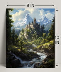 Enchanted Mountain Castle Poster PosterGoat