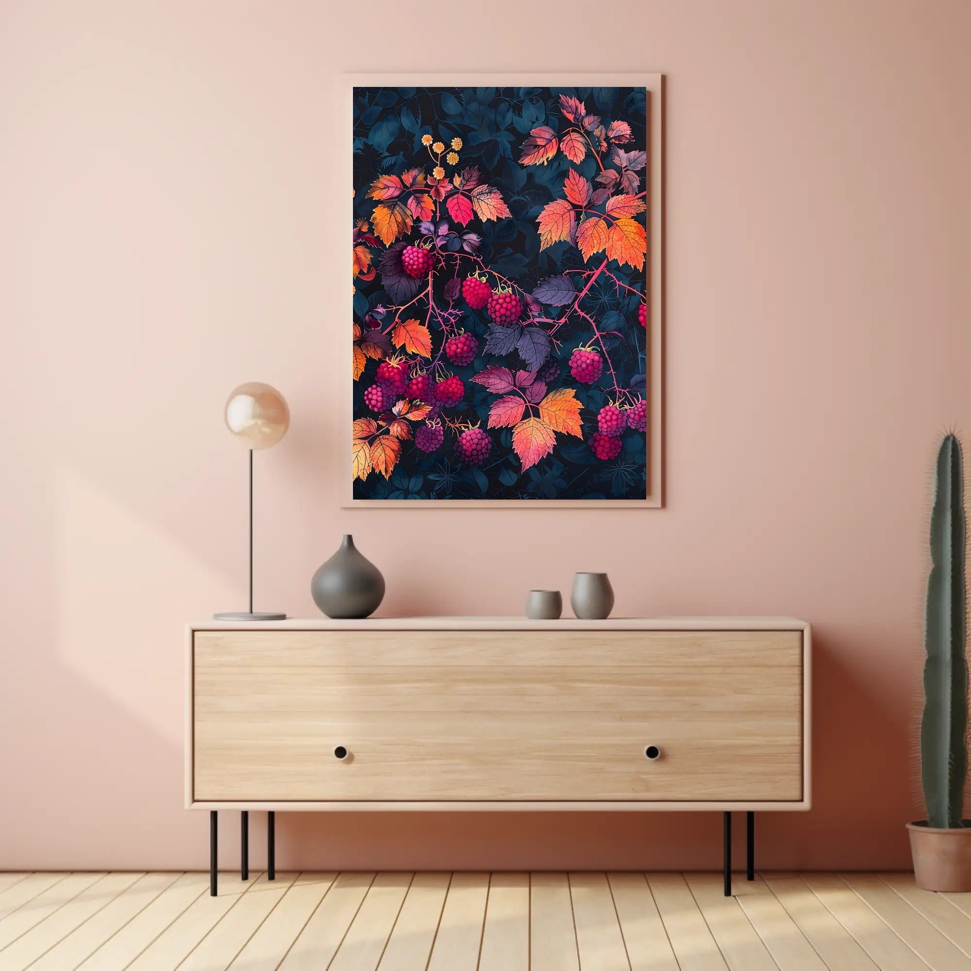 Raspberry Branches Illustration: Abstract or Artistic Poster