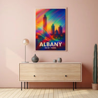 Albany Skyline Abstract Art Poster: Vibrant Cityscape