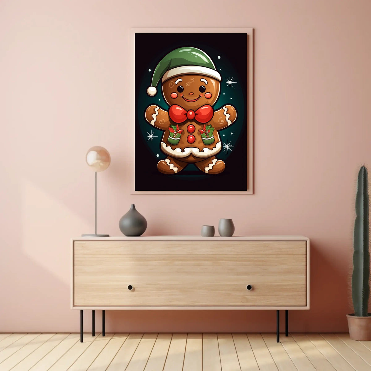 Cheerful Gingerbread Elf Holiday Poster for Christmas