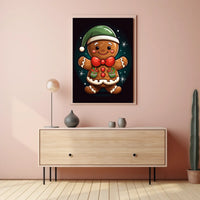 Cheerful Gingerbread Elf Holiday Poster for Christmas