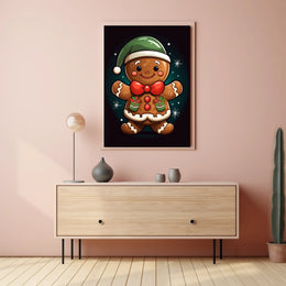 Cheerful Gingerbread Elf Holiday Poster for Christmas
