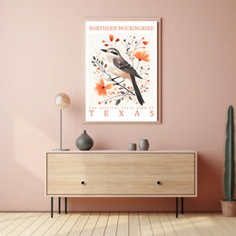 Northern Mockingbird Texas Nature Art Poster
