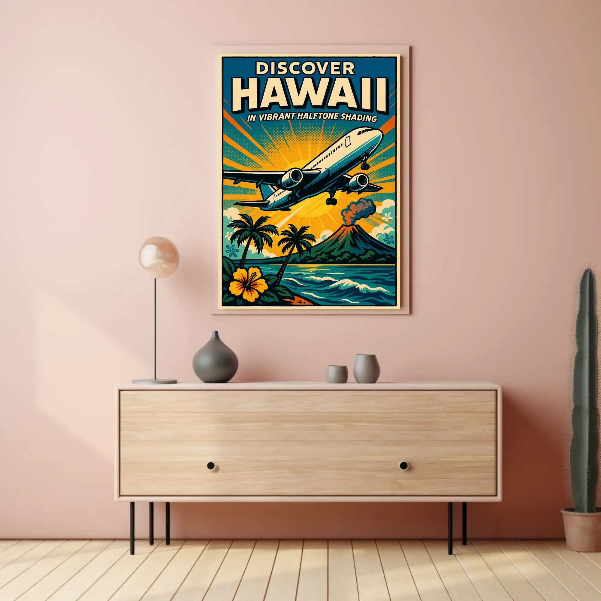 Discover Hawaii Vibrant Halftone Poster PosterGoat