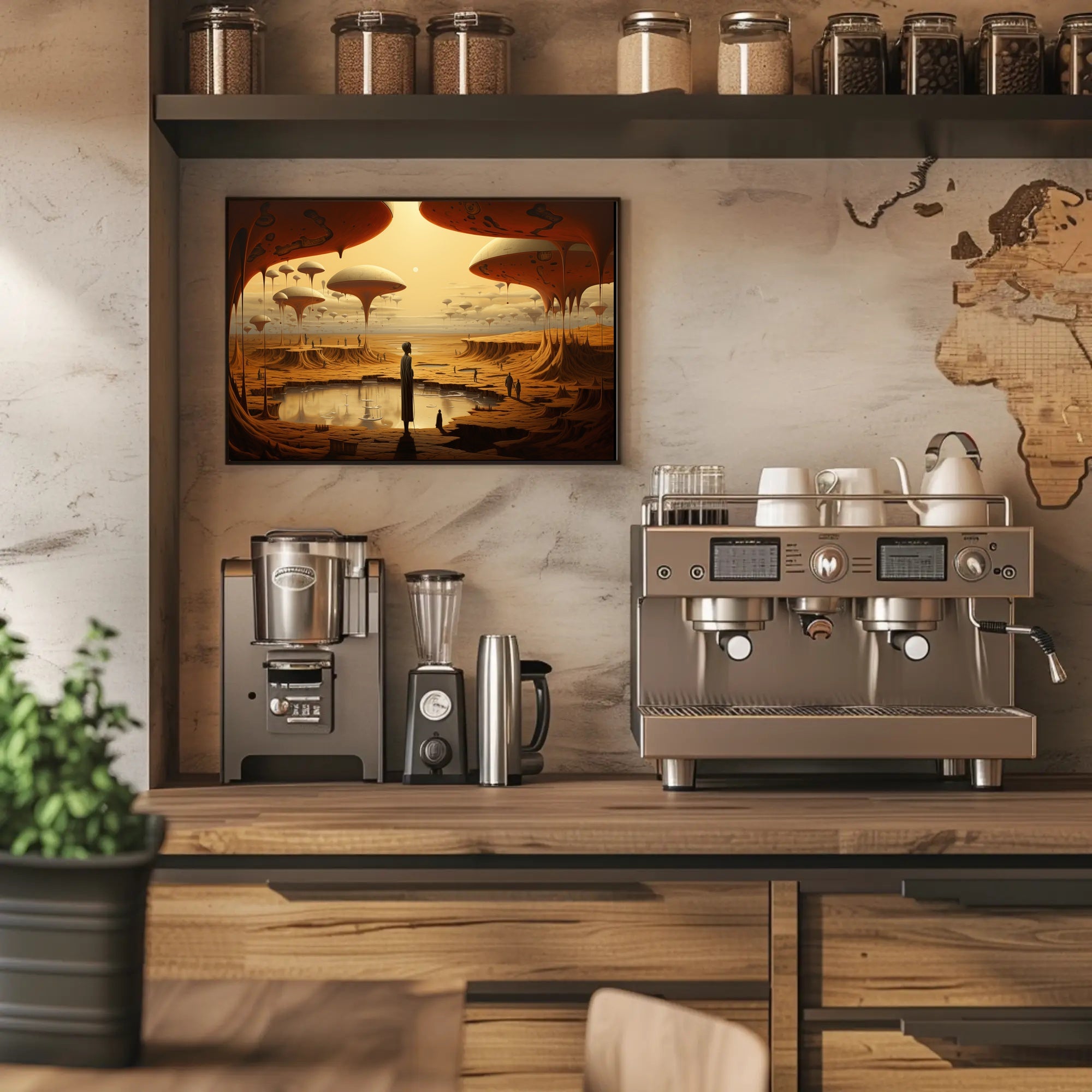 Surreal Alien Landscape Art Print Enhances Futuristic Sci-Fi Poster