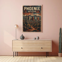Nostalgic Phoenix Desert Cityscape Vintage Poster