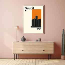 Detroit Skyscraper Modern Illustration Travel Poster