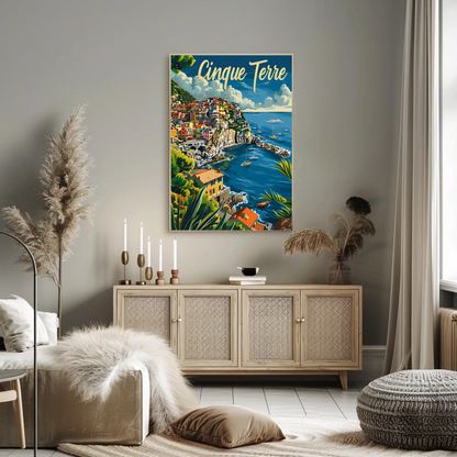 Cinque Terre Colorful Cliffside Coastline Italy Travel Poster
