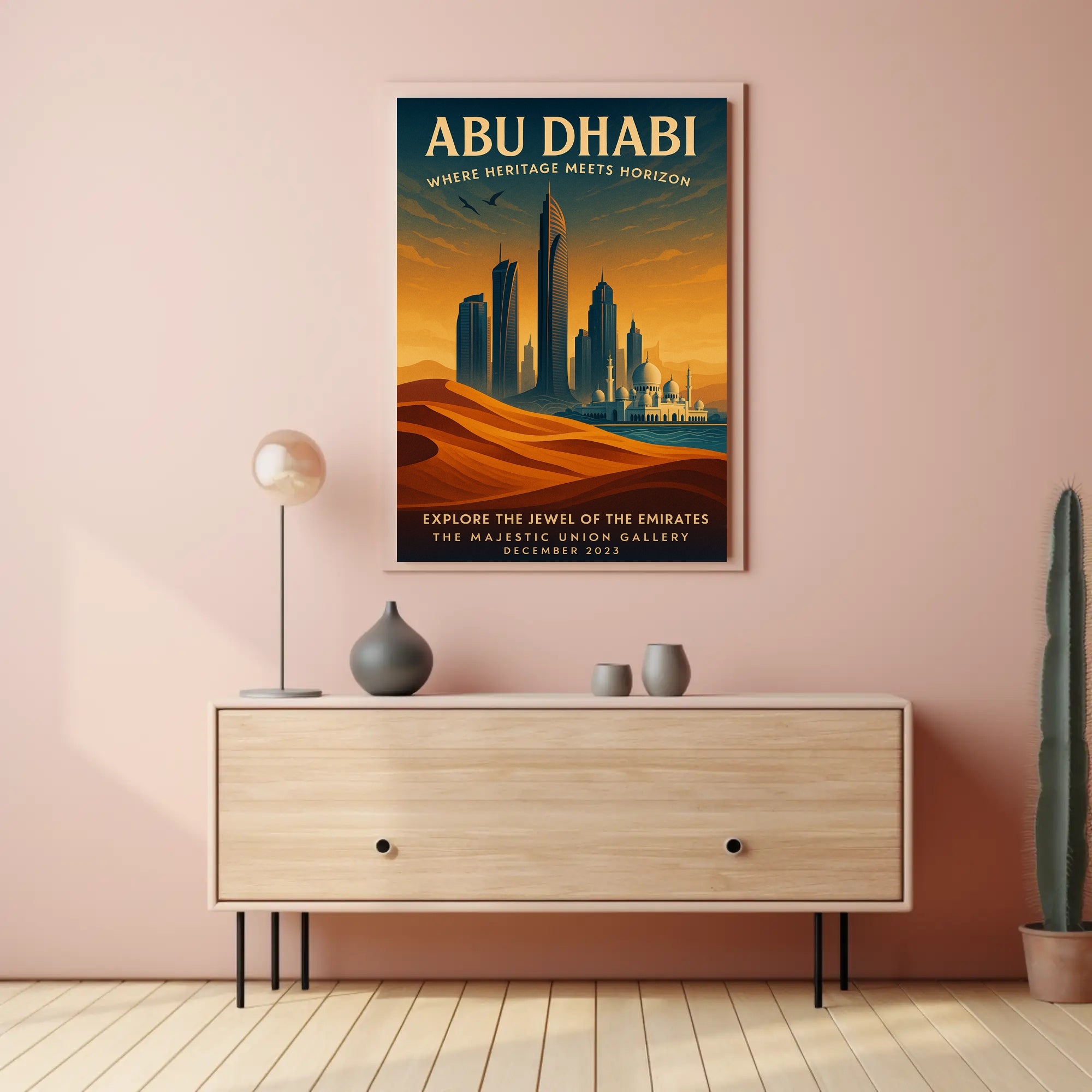 Abu Dhabi Skyline Heritage Cityscape Travel Poster