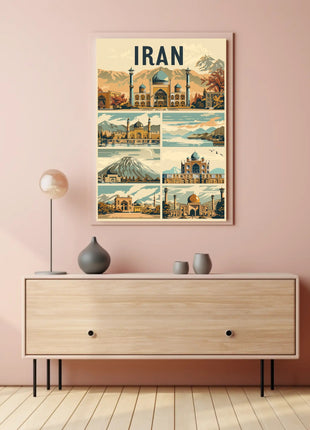 Iranian Landmarks Vintage Travel Poster