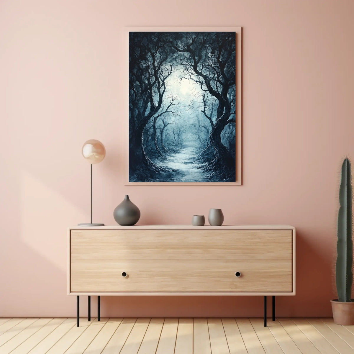 Misty Woodland Pathway Art Print Poster