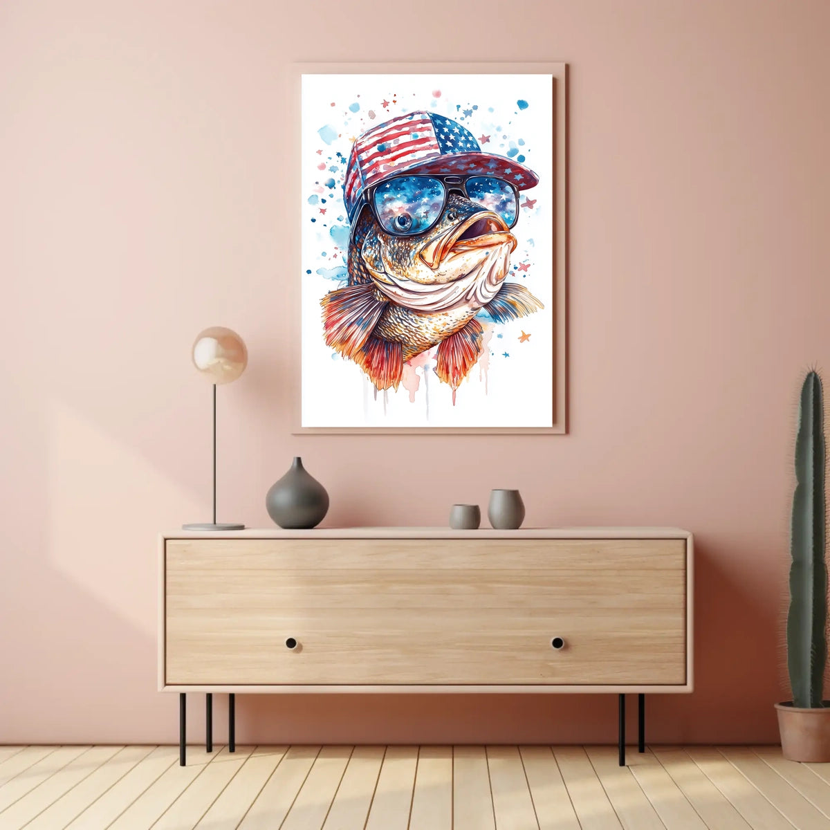 Bass Fish Wearing Backwards Snapback Cap Art Poster