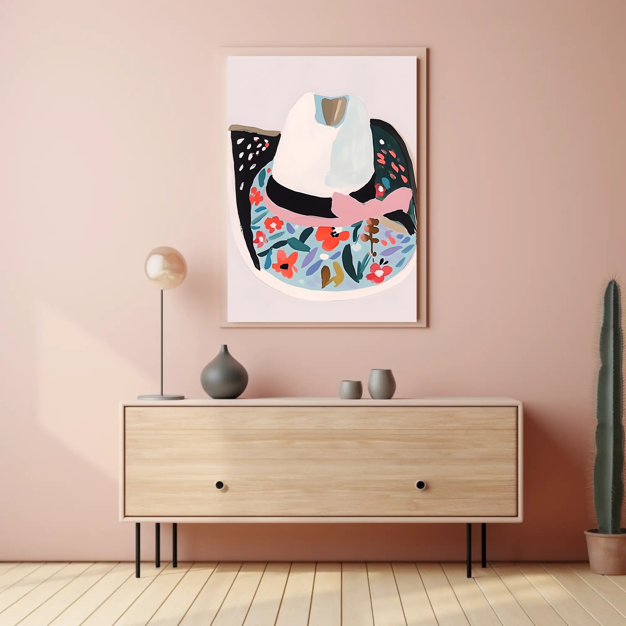 Floral Cowboy Hat Boho Poster Wall Art Print