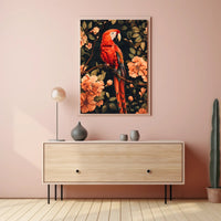 Vibrant Parrot Floral Paradise Poster