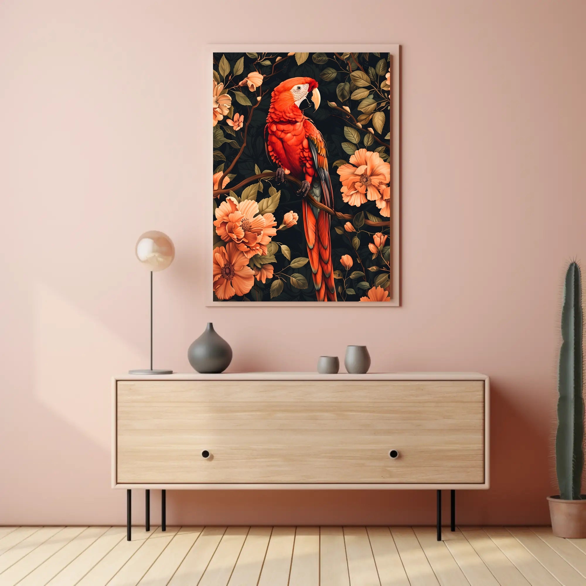 Vibrant Parrot Floral Paradise Poster