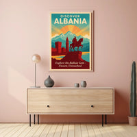 Albania Travel Destination Vintage Horseman Poster
