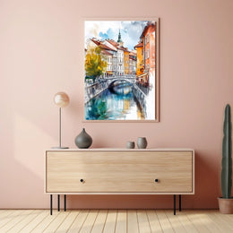 Ljubljana Old Town Street Scene Slovenia City View Poster