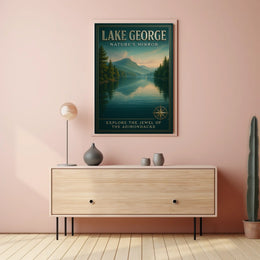 Lake George Adirondack Vista Poster Vintage Travel Wall Art