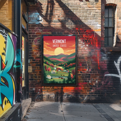 Vermont Vintage Poster - Sunset Valley