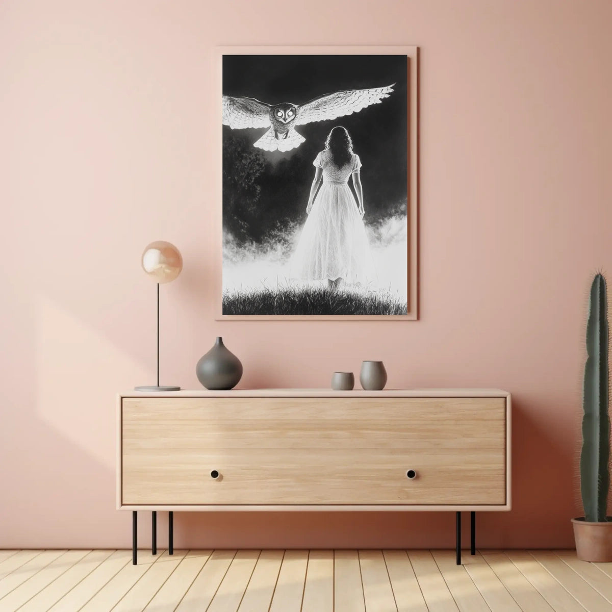 Misty Field Encounter Mysterious Surreal Ethereal Poster