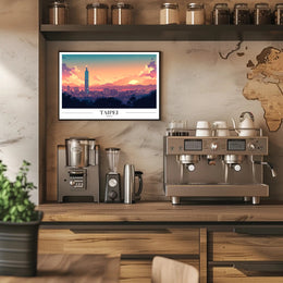 Taipei Skyline Sunset: Urban or Cityscape Poster