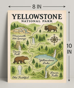Yellowstone National Park Map Poster PosterGoat