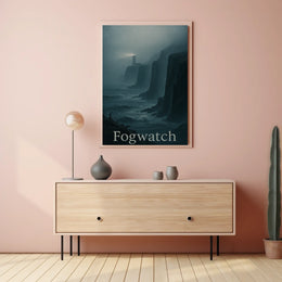 Fogwatch: Coastal Solitude Lighthouse Atmospheric Artistic Poster