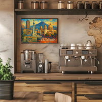 El Salvador Landmarks Travel Digital Painting Poster