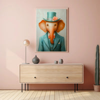 Dapper Elephant Whimsical Poster Art Print