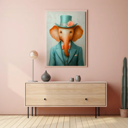 Dapper Elephant Whimsical Poster Art Print