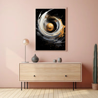 Golden Orb Abstract Art Print - Abstract Poster