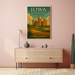 Discover Your Roots: Iowa Heritage Travel Poster