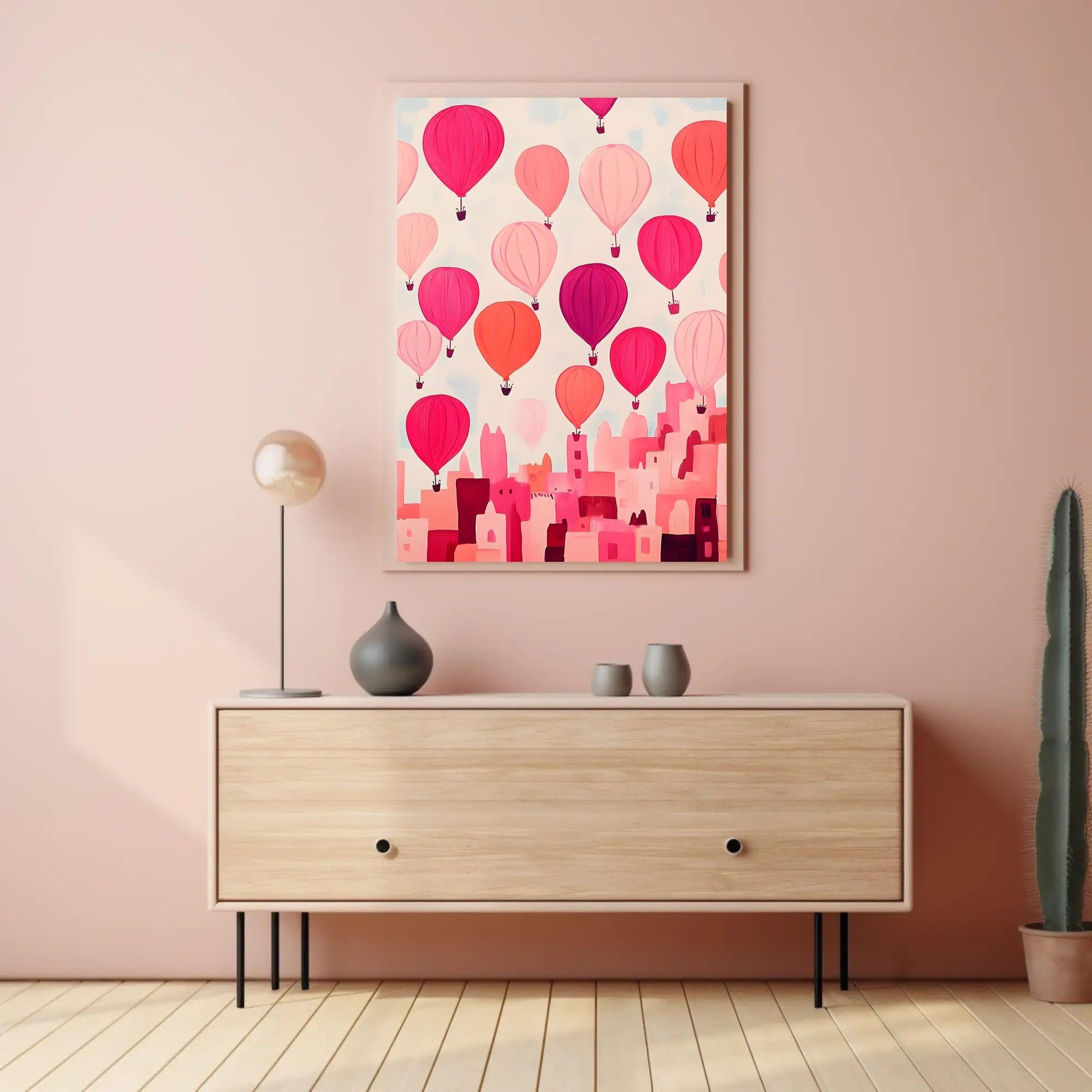Hot Air Balloons Poster Whimsical Travel Wall Art Print