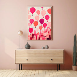 Hot Air Balloons Poster Whimsical Travel Wall Art Print