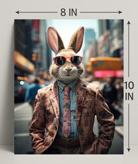 Stylish Rabbit In The City Poster