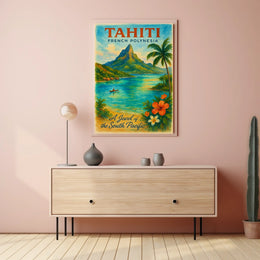 Tahiti Travel Poster – Vintage French Polynesia Wall Art, South Pacific Paradise Decor