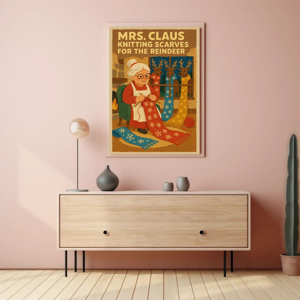 Mrs. Claus Knitting For The Reindeer Poster