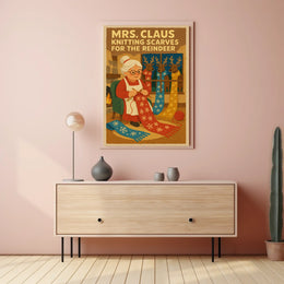 Mrs. Claus Knitting For The Reindeer Poster