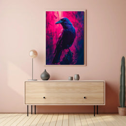 Vibrant Raven in Neon Hues Art Poster Print PosterGoat