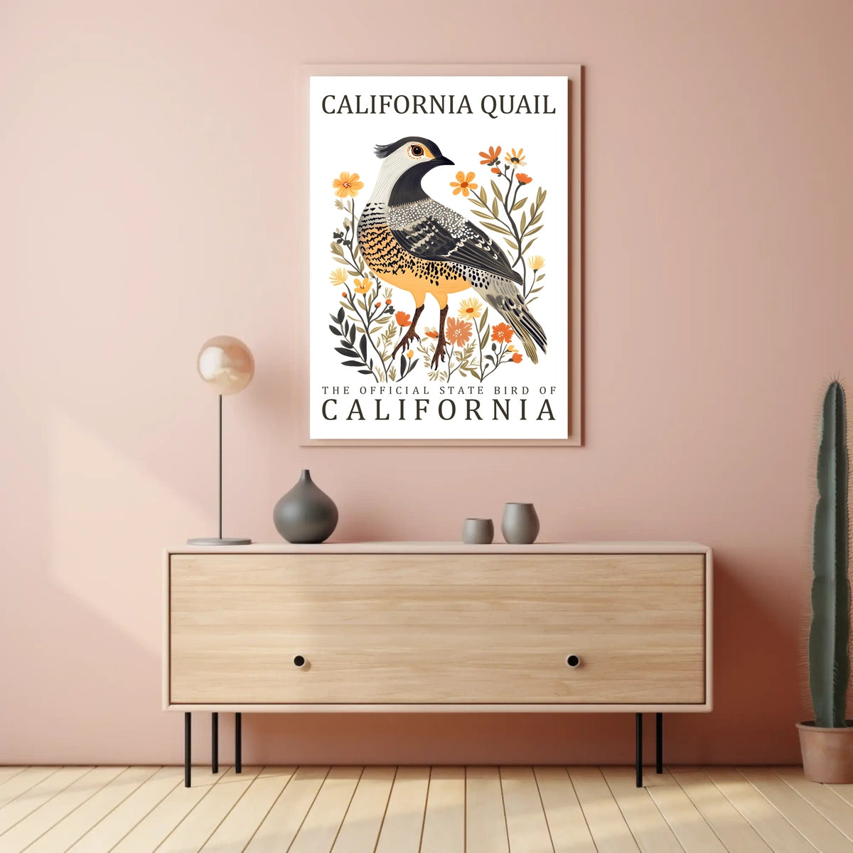 California Quail Art Poster: Celebrate State Pride