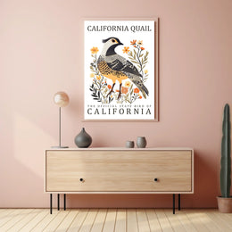 California Quail Art Poster: Celebrate State Pride