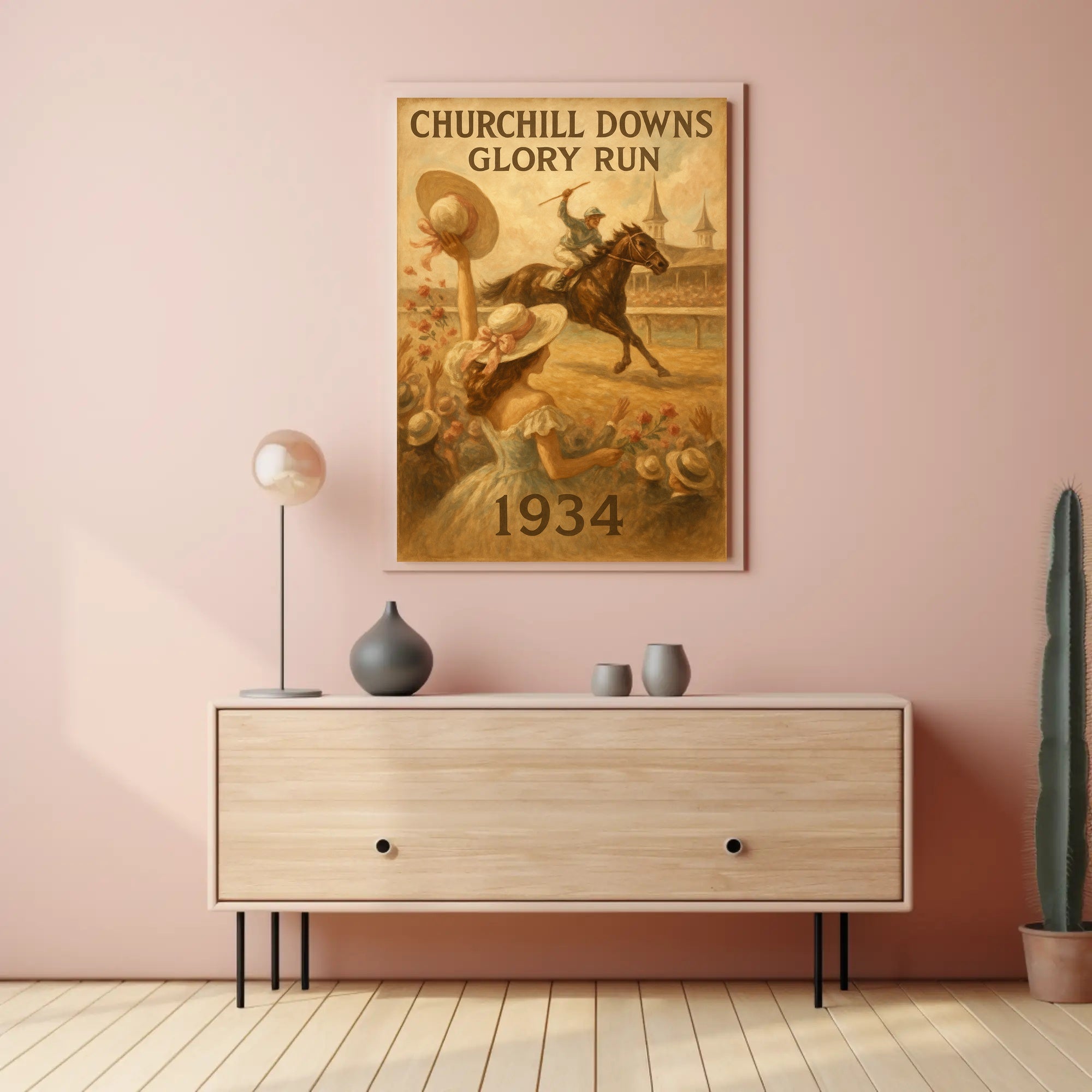 Horse Racing at Churchill Downs: Vintage Sports Poster