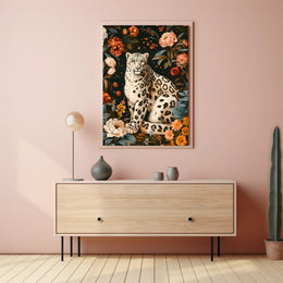 Majestic Snow Leopard Wall Art in Bloom