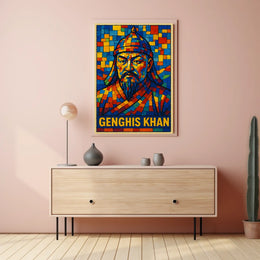 Genghis Khan Mosaic Portrait Poster