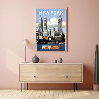 New York City Poster Vintage Travel Cityscape Wall Art