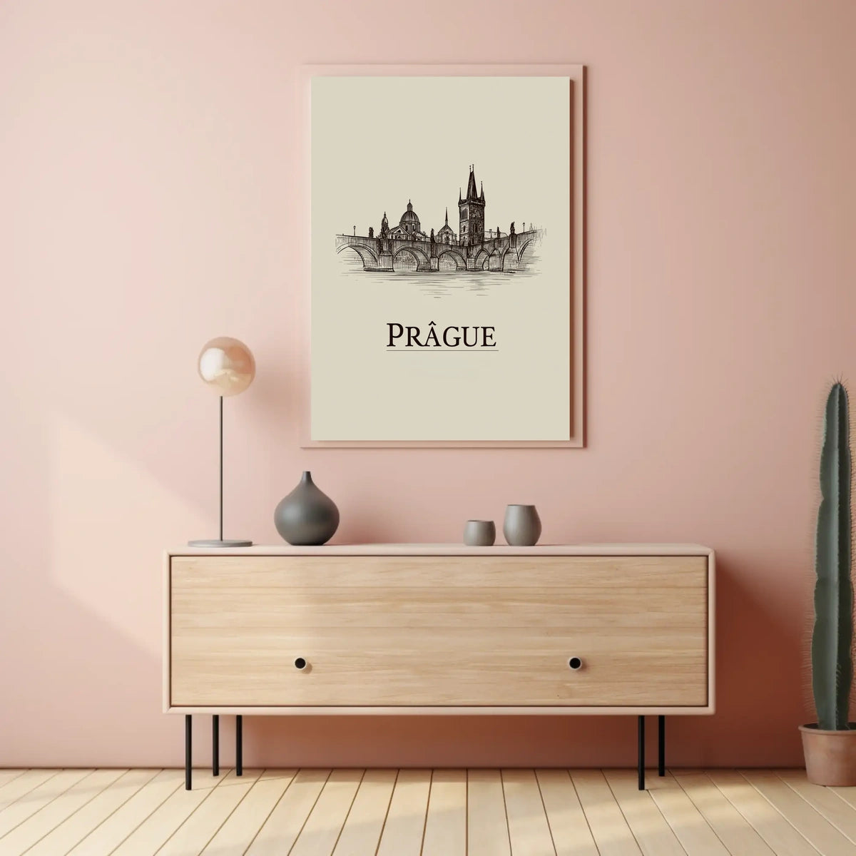 Prague Skyline Illustration Poster