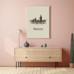 Prague Skyline Illustration Poster